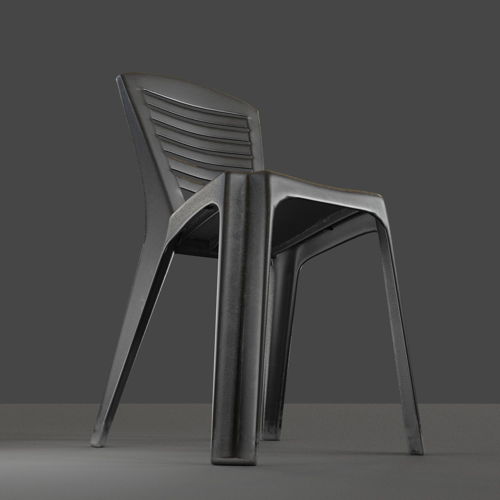 Stackable Plastic Chair Low-poly 3D model_2
