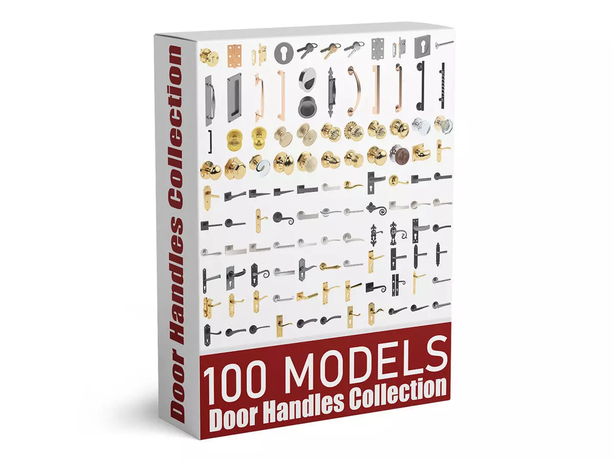 100 Door Handles Collection  3D model_0