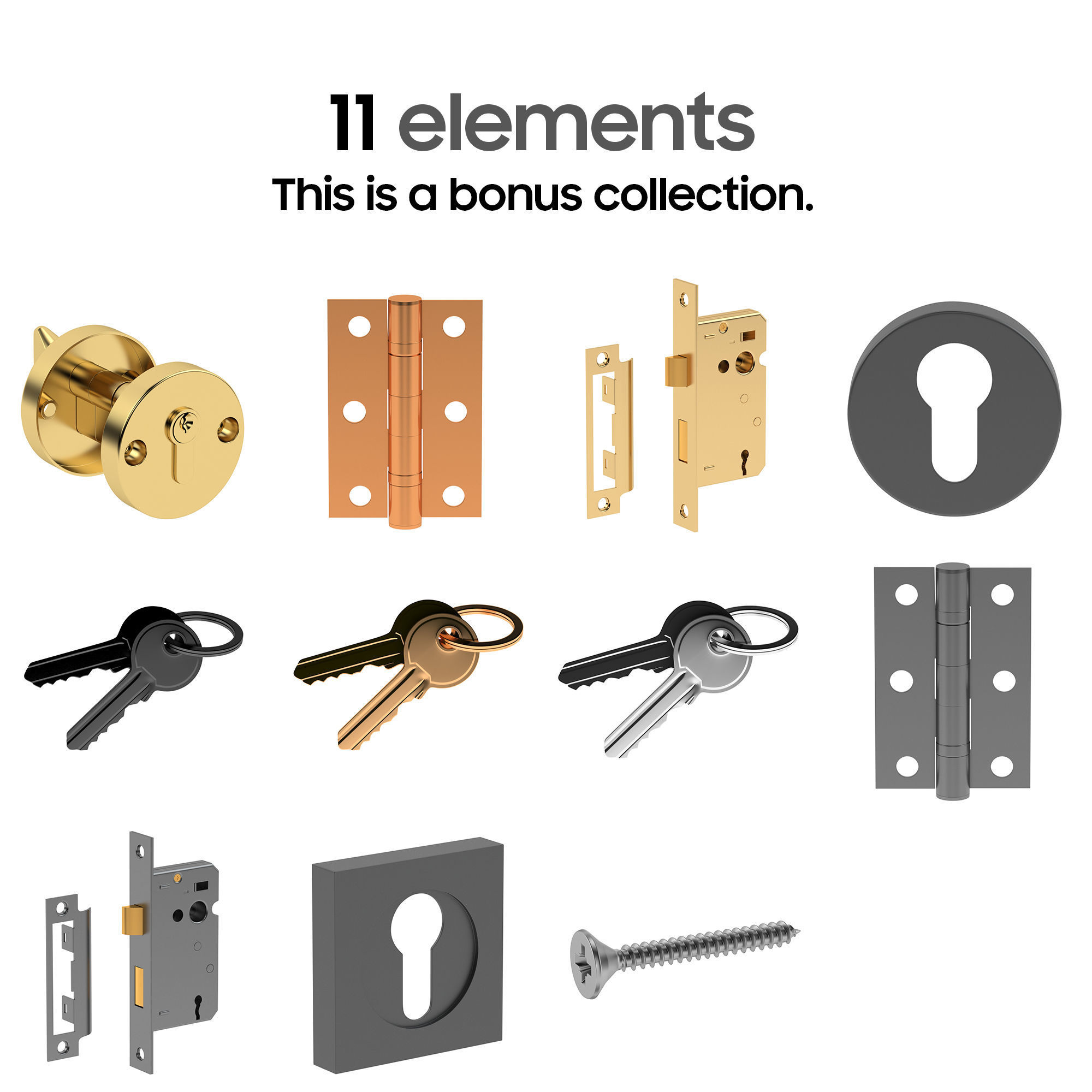 100 Door Handles Collection  3D model_2