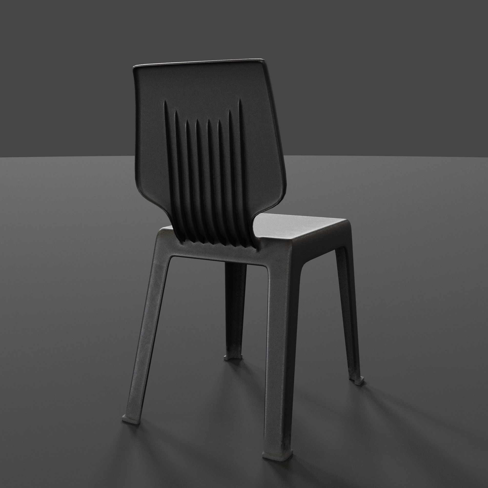 Stackable Plastic Chair Low-poly 3D model_10