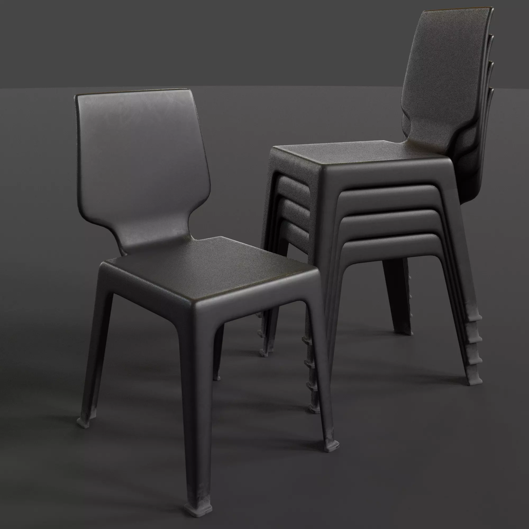 Stackable Plastic Chair Low-poly 3D model_0