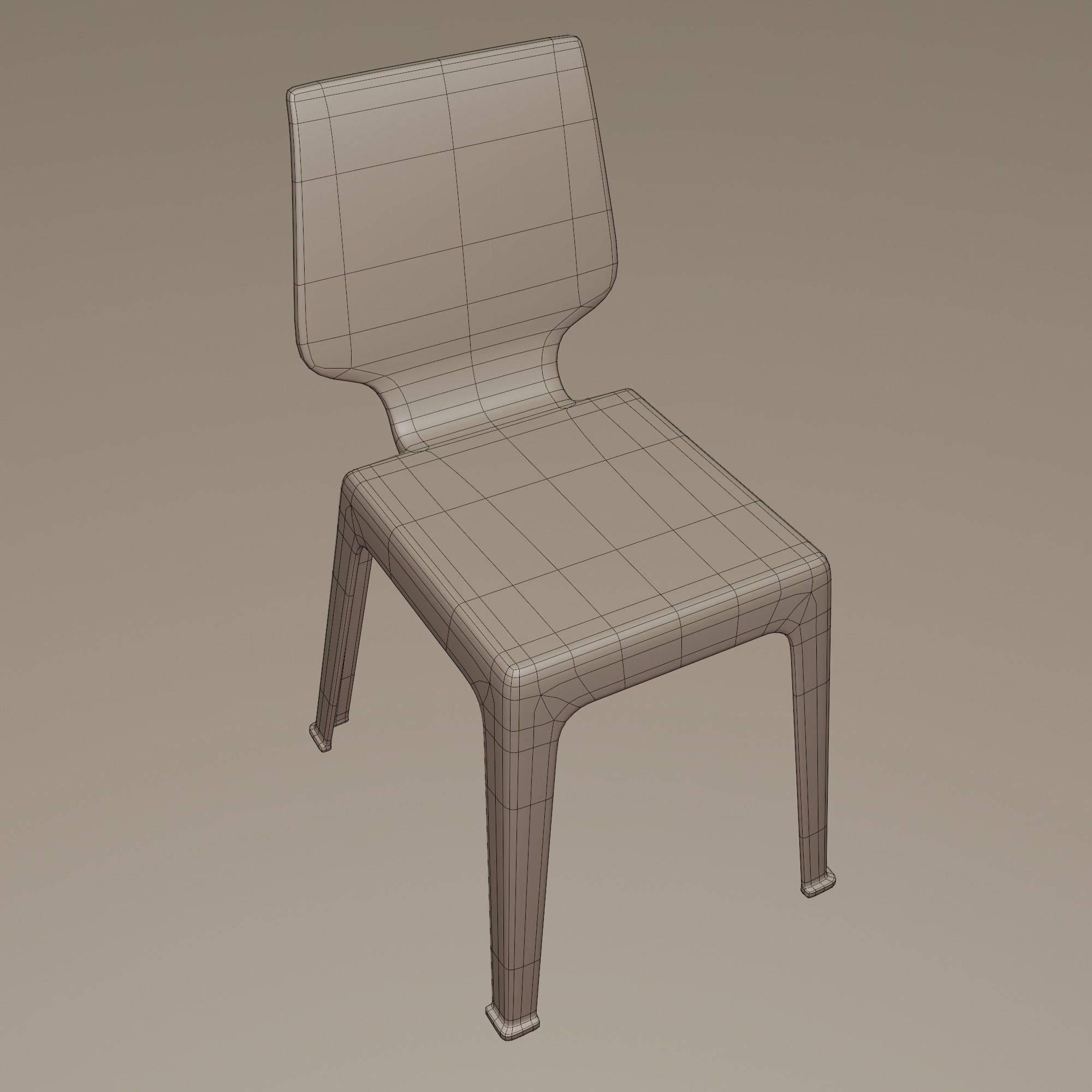 Stackable Plastic Chair Low-poly 3D model_11