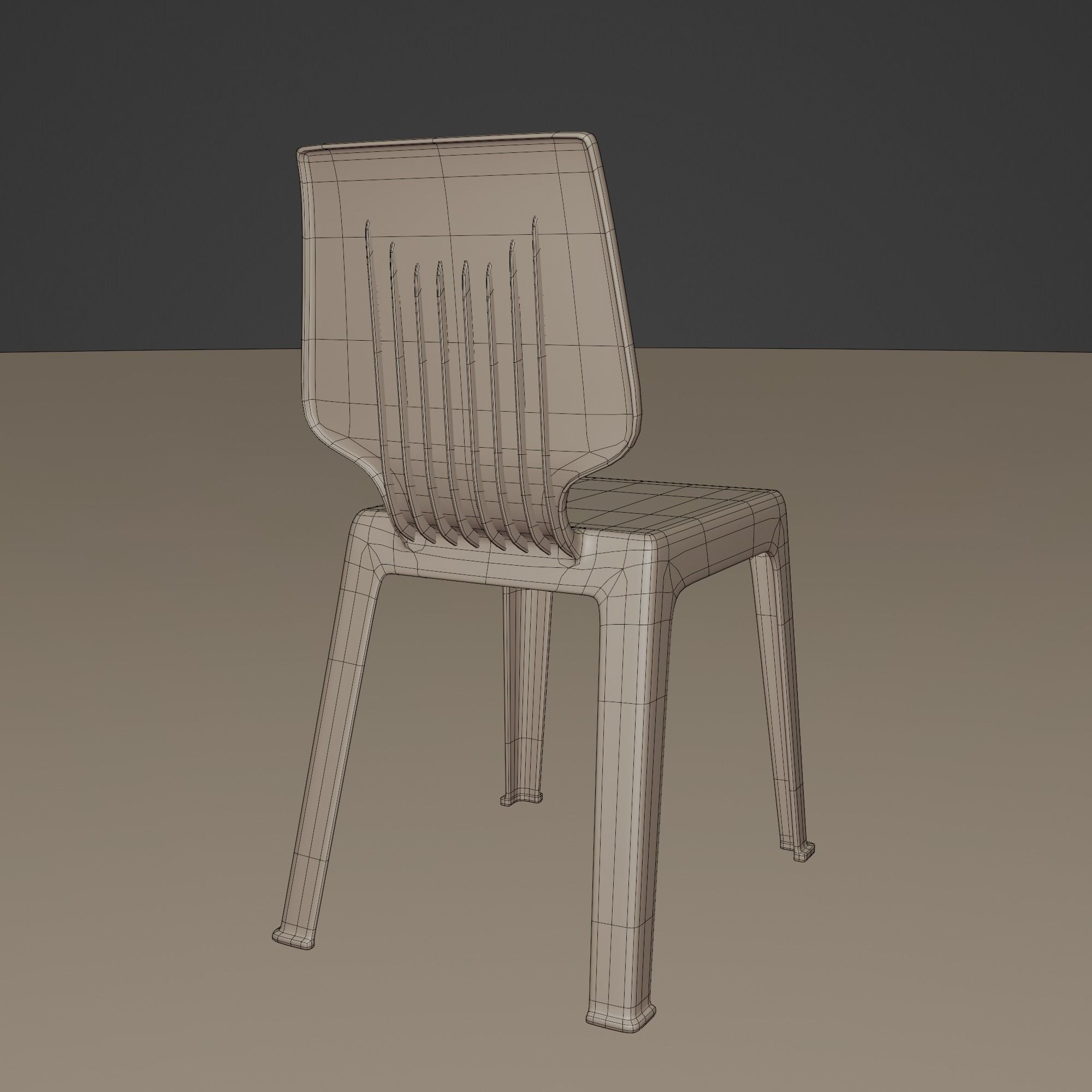Stackable Plastic Chair Low-poly 3D model_13