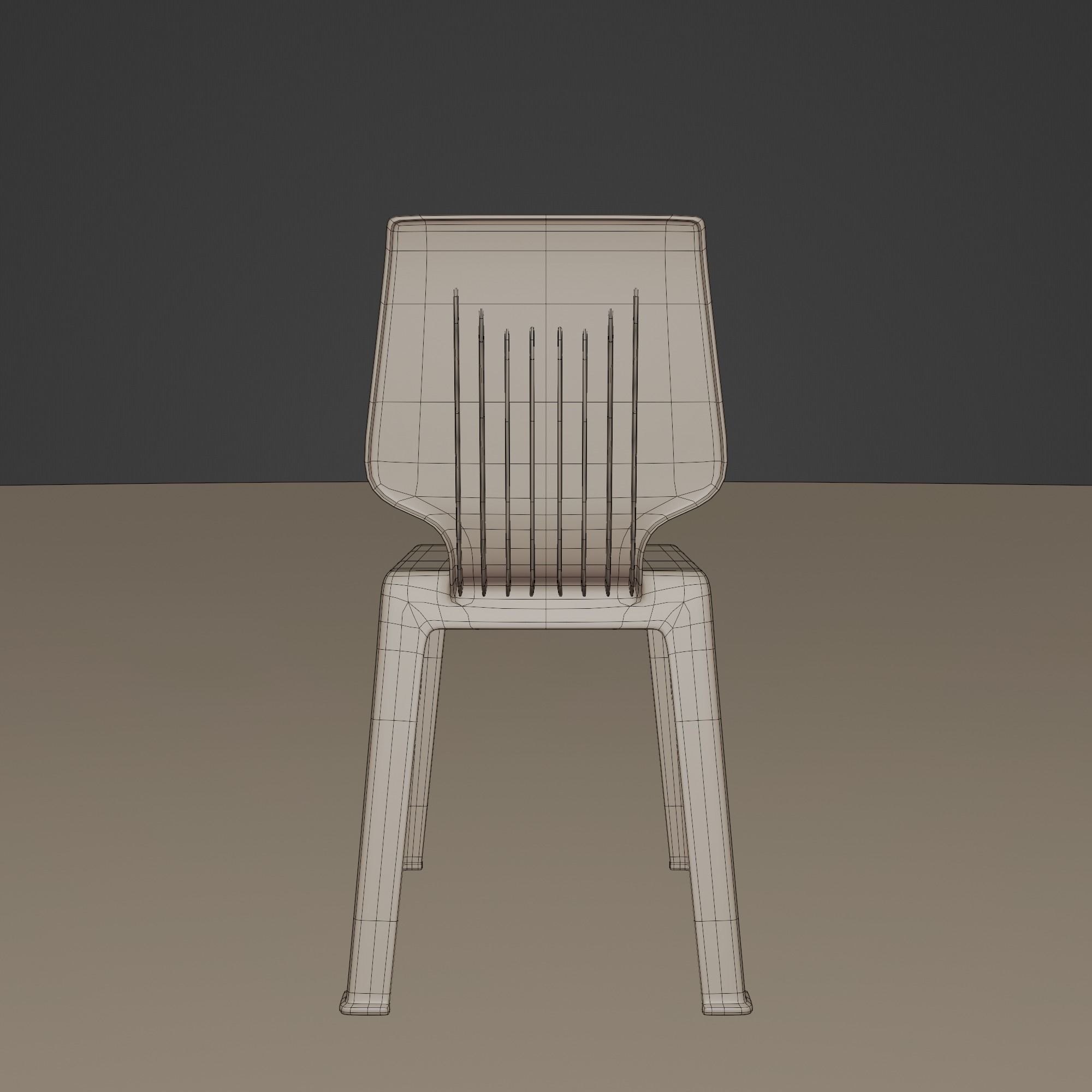 Stackable Plastic Chair Low-poly 3D model_12