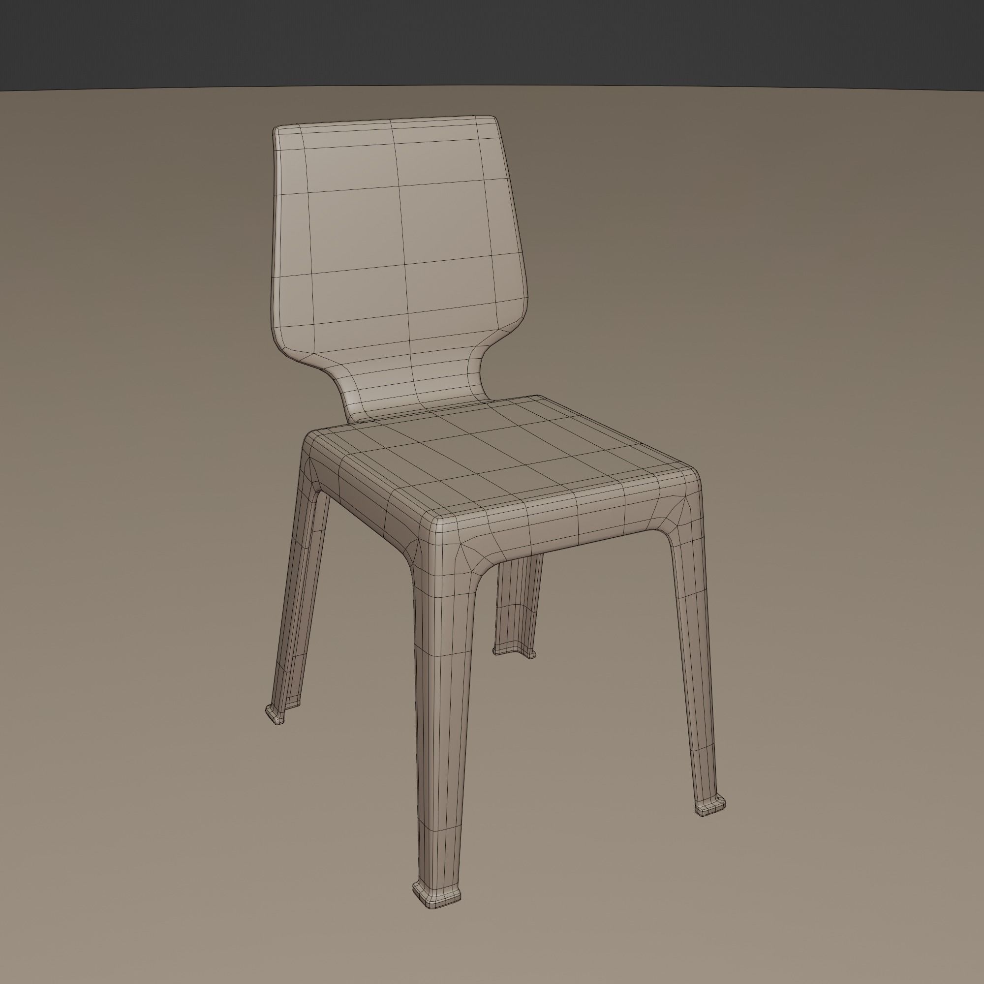 Stackable Plastic Chair Low-poly 3D model_15