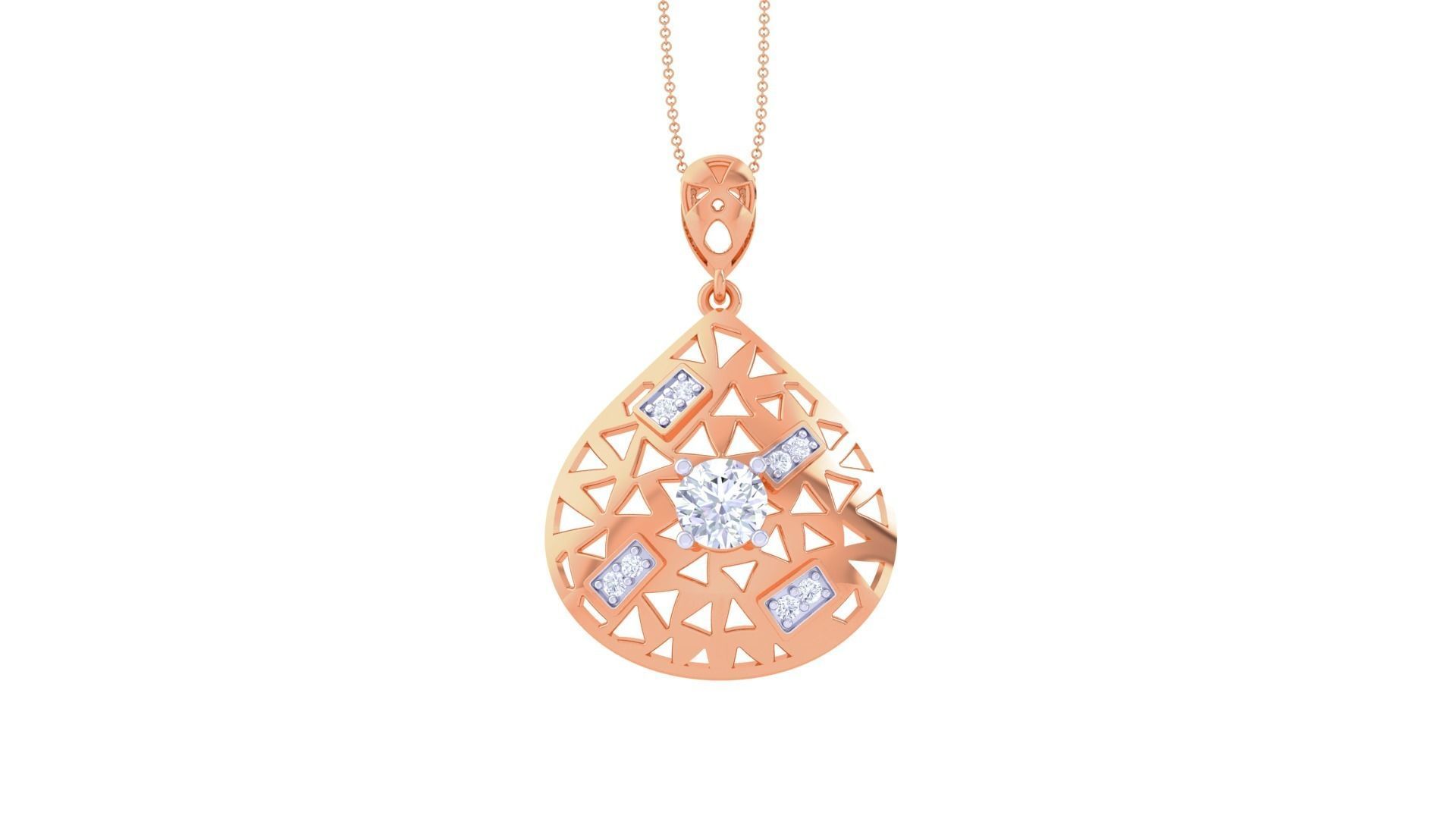 Solitaire Diamond Mesh Pendant 3dm stl obj gltf glb 3mf renders 3D print model_7