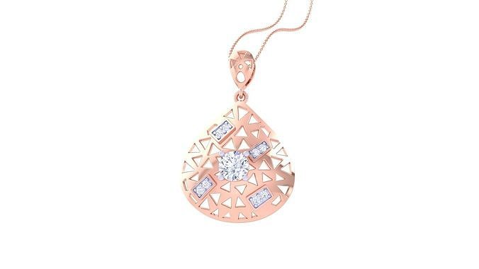 Solitaire Diamond Mesh Pendant 3dm stl obj gltf glb 3mf renders 3D print model
