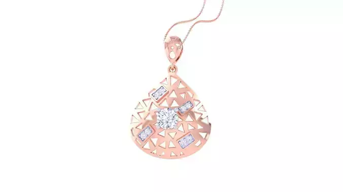 Solitaire Diamond Mesh Pendant 3dm stl obj gltf glb 3mf renders 3D print model