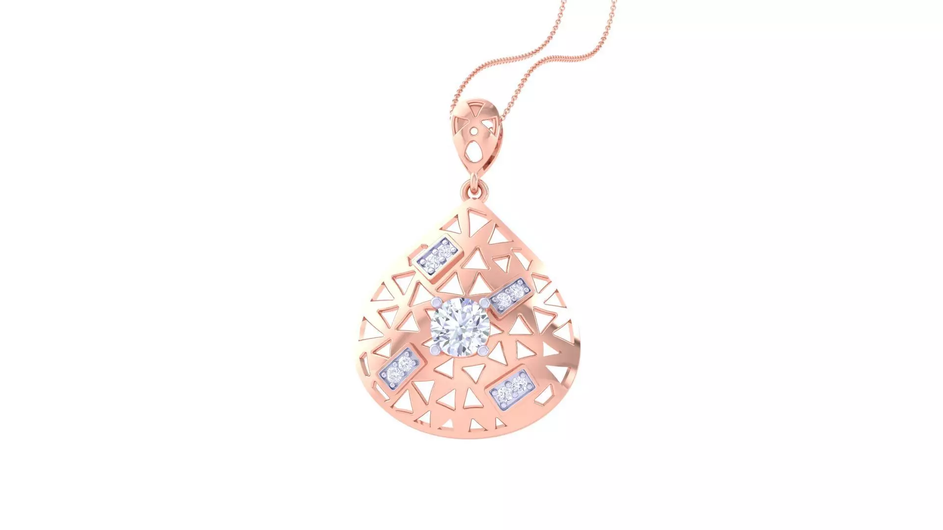 Solitaire Diamond Mesh Pendant 3dm stl obj gltf glb 3mf renders 3D print model_0