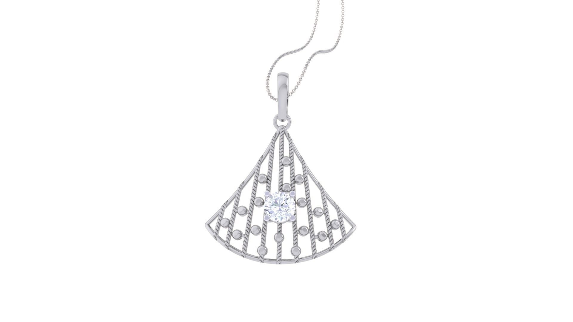 Solitaire Diamond Mesh Pendant 3dm stl obj gltf glb 3mf renders 3D print model_4