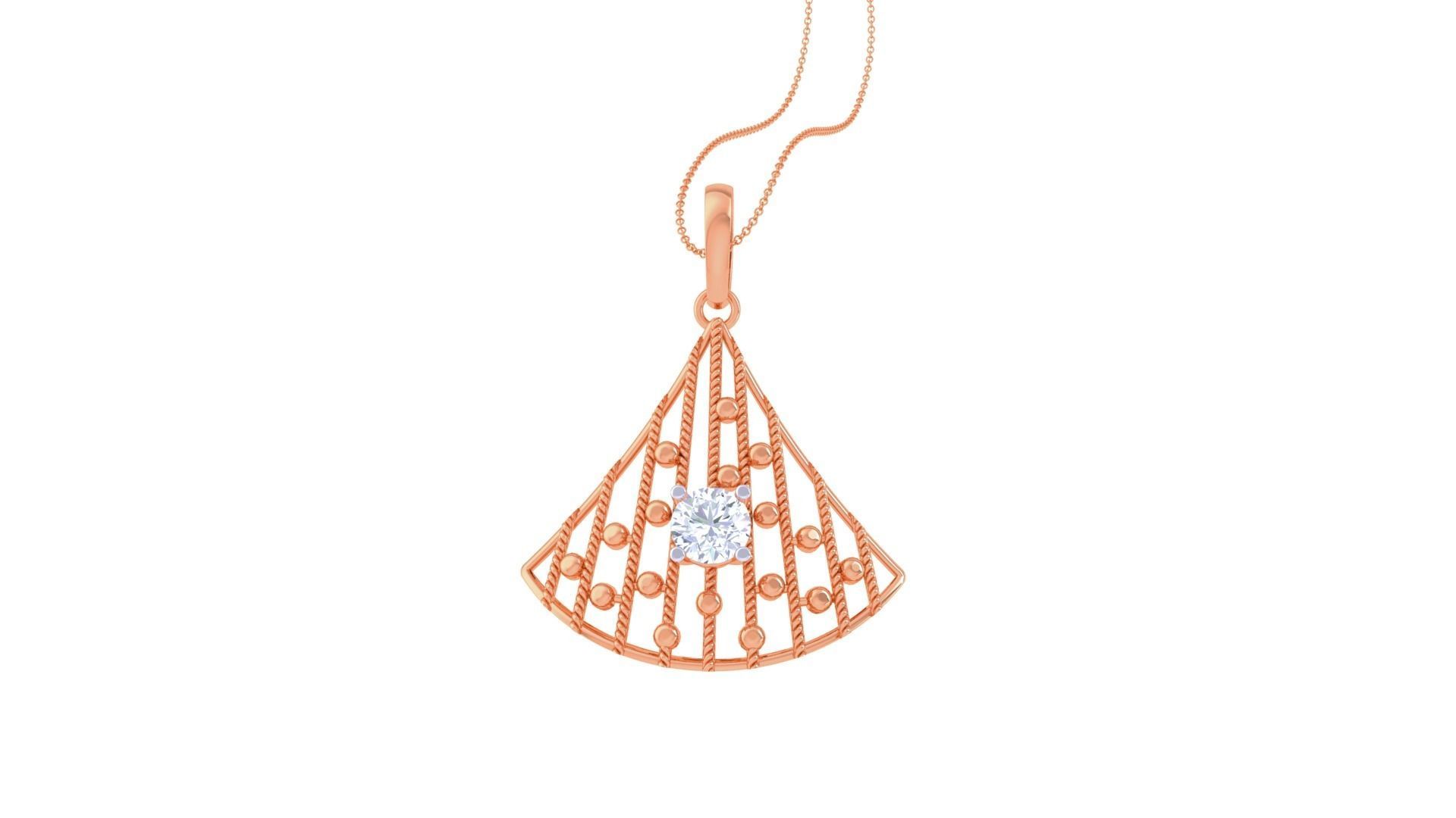 Solitaire Diamond Mesh Pendant 3dm stl obj gltf glb 3mf renders 3D print model_5