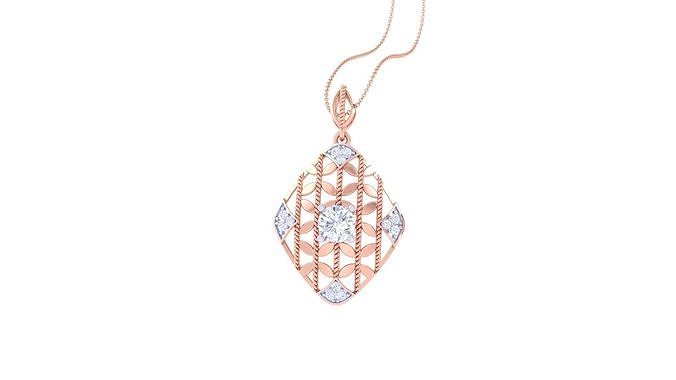 Solitaire Diamond Mesh Pendant 3dm stl obj gltf glb 3mf renders 3D print model