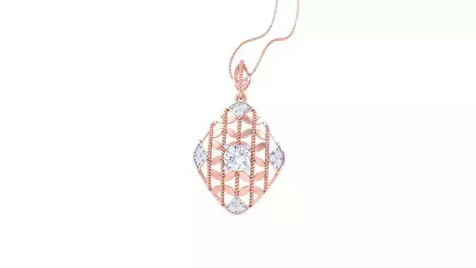 Solitaire Diamond Mesh Pendant 3dm stl obj gltf glb 3mf renders 3D print model