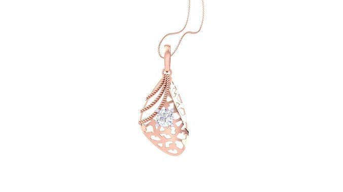 Solitaire Diamond Mesh Pendant 3dm stl obj gltf glb 3mf renders 3D print model