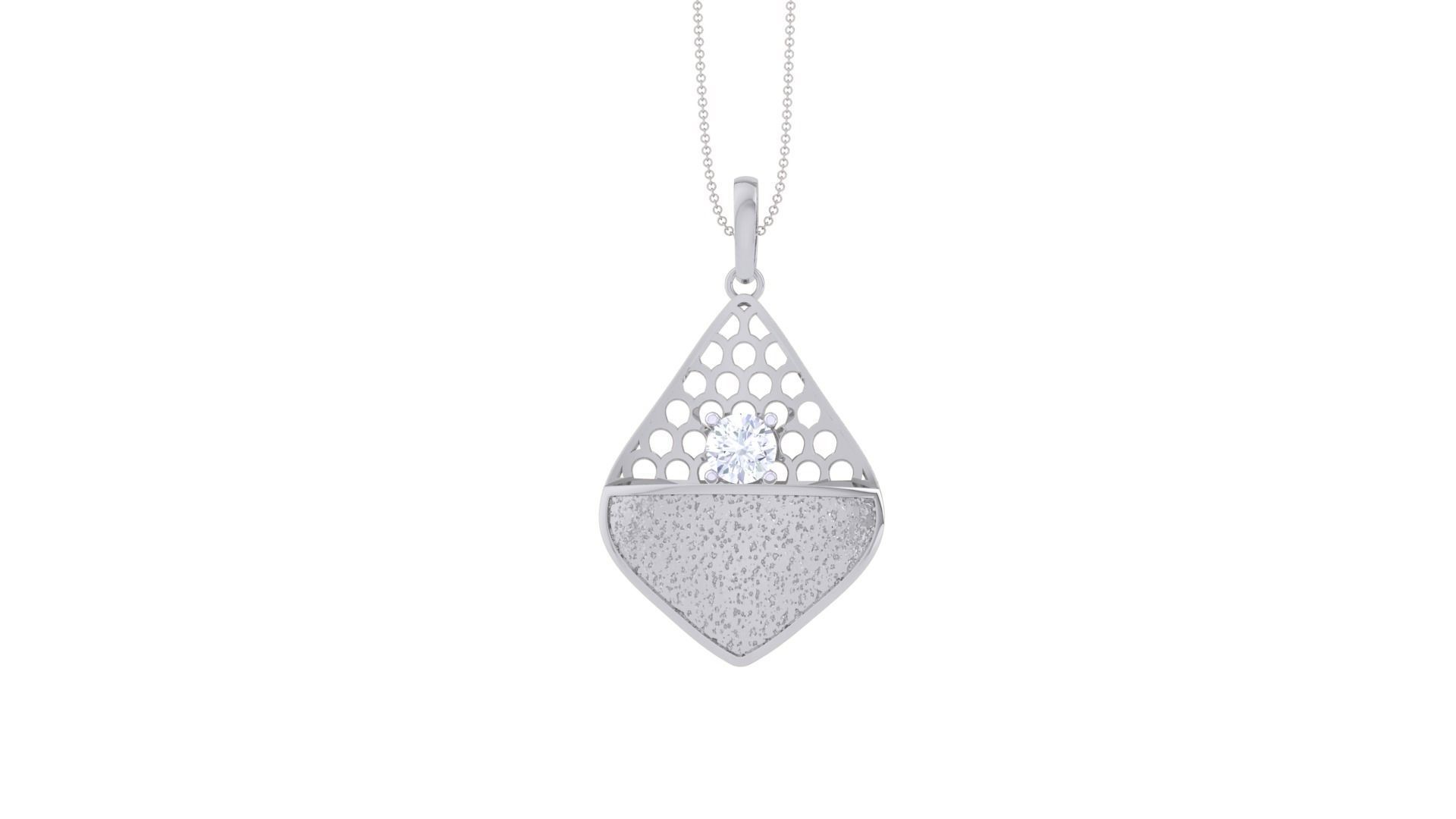 Solitaire Diamond Mesh Pendant 3dm stl obj gltf glb 3mf renders 3D print model_8