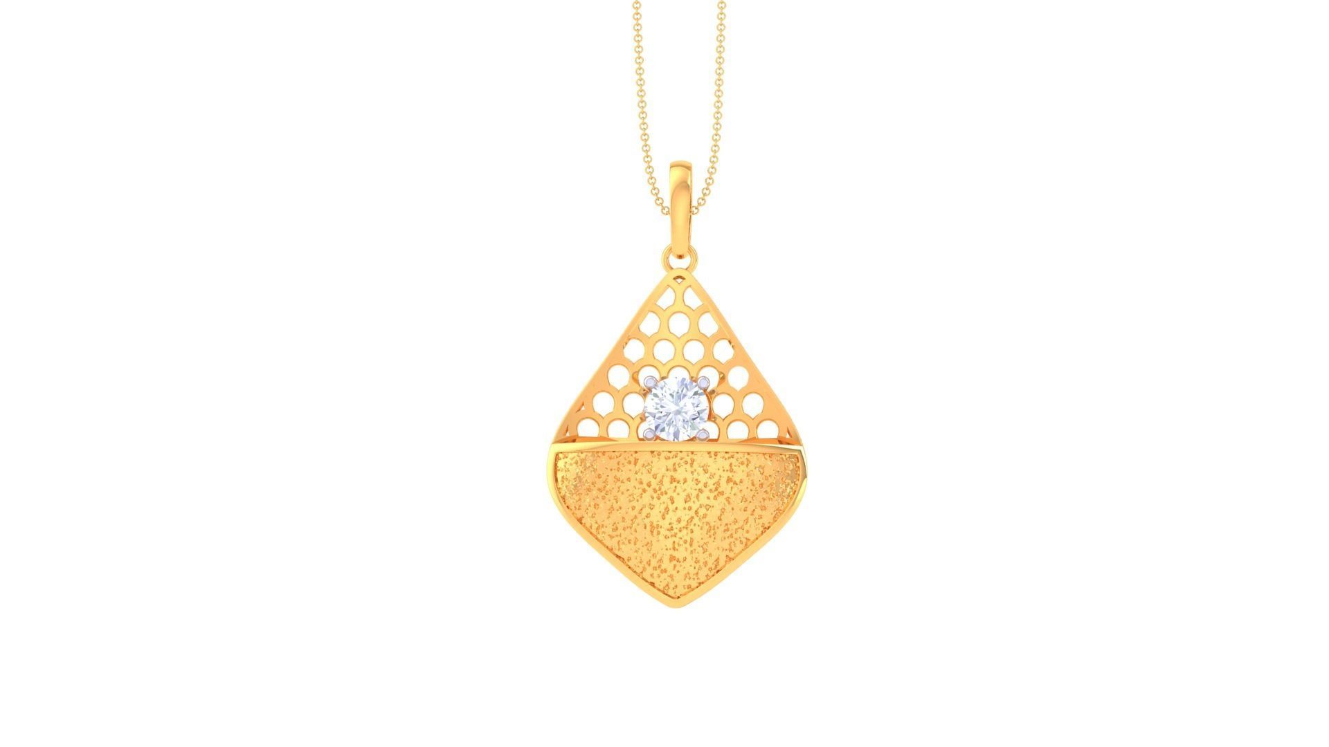 Solitaire Diamond Mesh Pendant 3dm stl obj gltf glb 3mf renders 3D print model_7