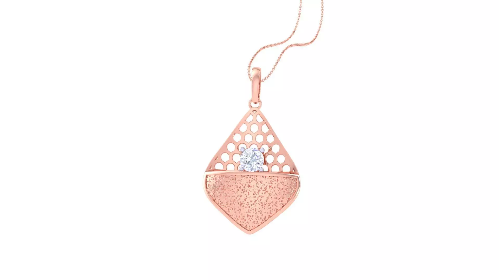 Solitaire Diamond Mesh Pendant 3dm stl obj gltf glb 3mf renders 3D print model_0
