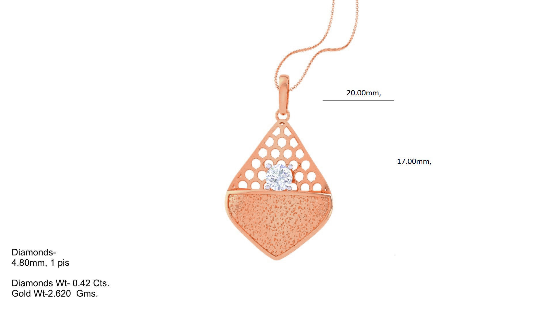 Solitaire Diamond Mesh Pendant 3dm stl obj gltf glb 3mf renders 3D print model_3