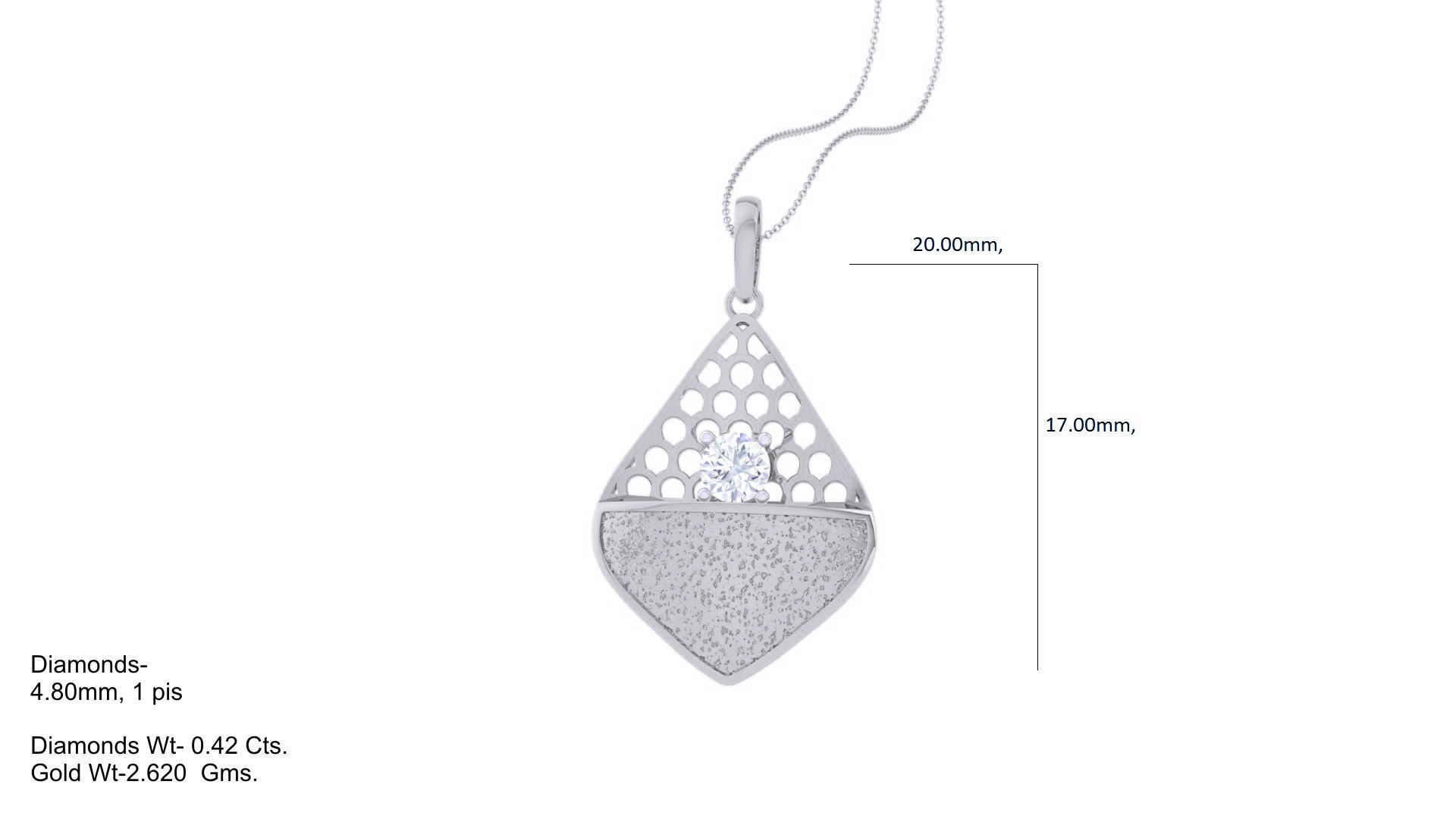 Solitaire Diamond Mesh Pendant 3dm stl obj gltf glb 3mf renders 3D print model_2