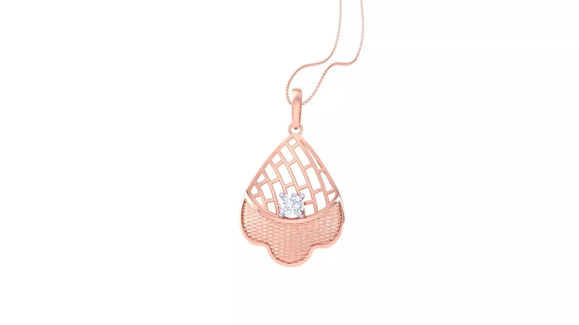 Solitaire Diamond Mesh Pendant 3dm stl obj gltf glb 3mf renders 3D print model