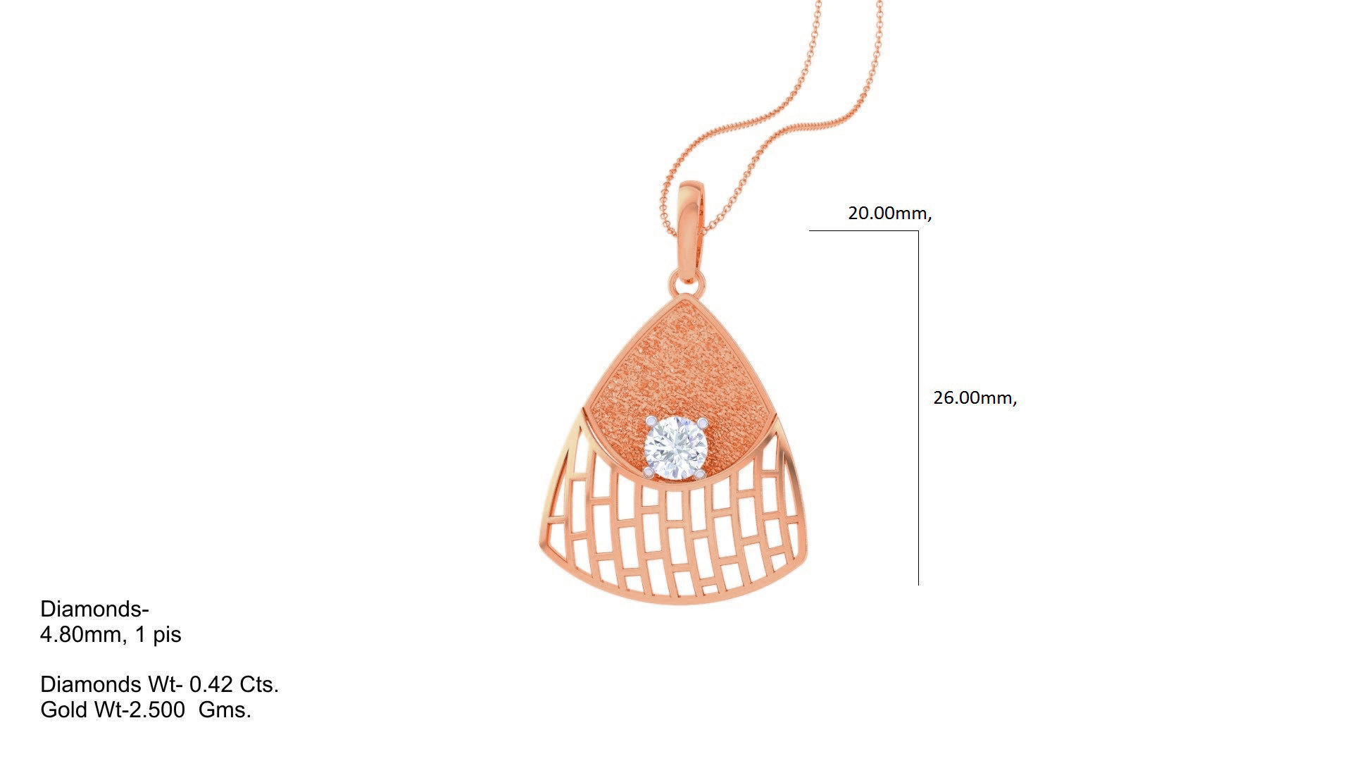 Solitaire Diamond Mesh Pendant 3dm stl obj gltf glb 3mf renders 3D print model_1