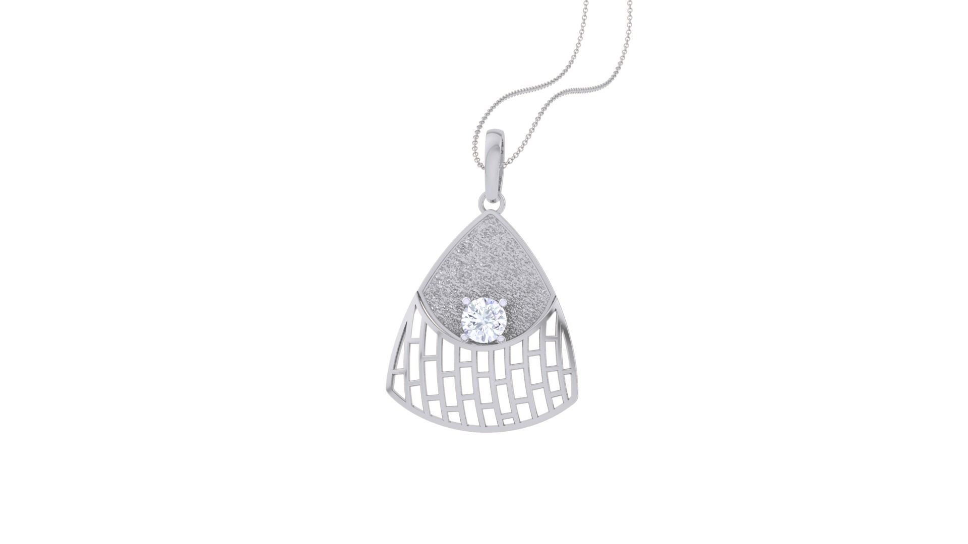 Solitaire Diamond Mesh Pendant 3dm stl obj gltf glb 3mf renders 3D print model_5