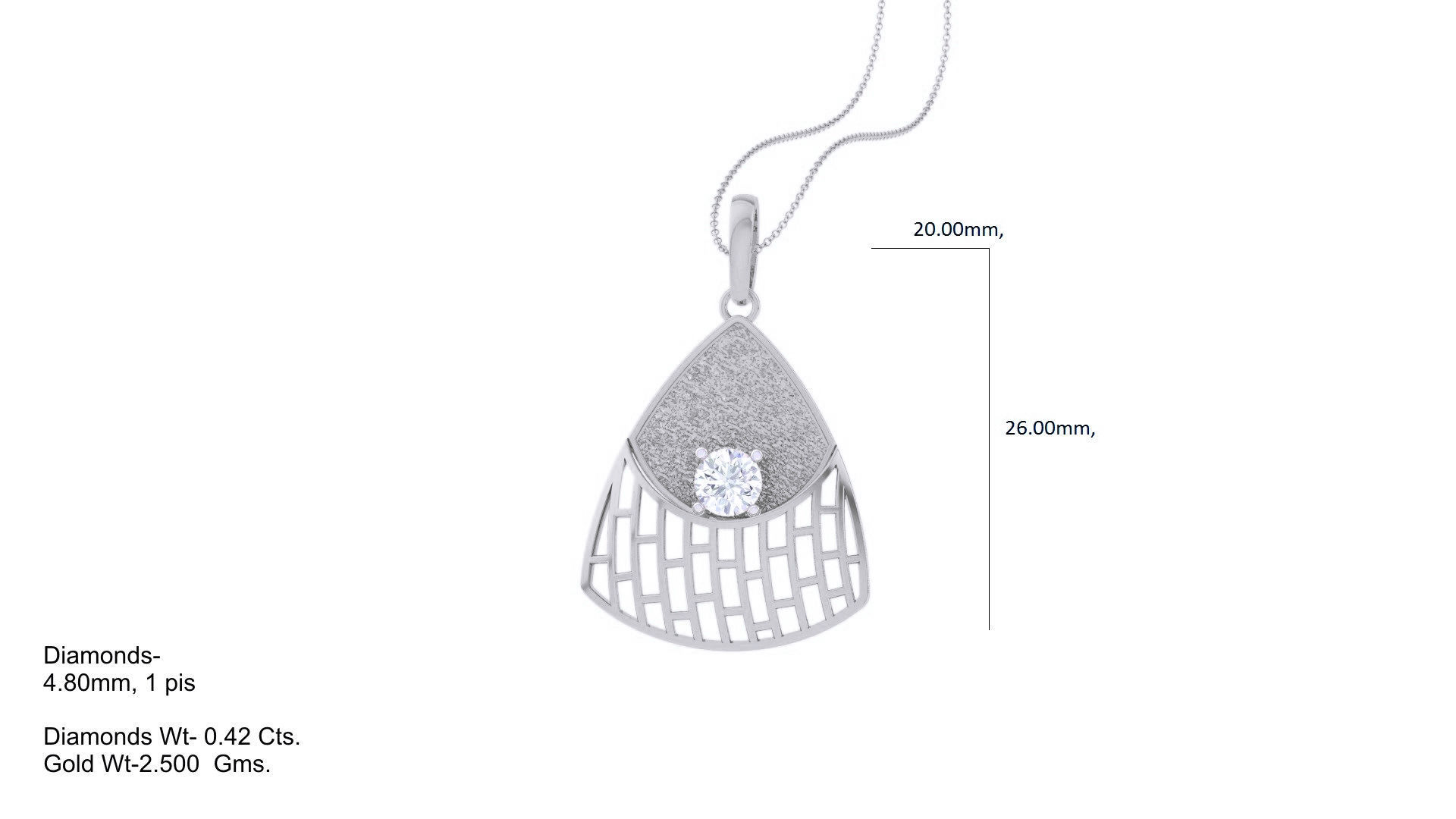 Solitaire Diamond Mesh Pendant 3dm stl obj gltf glb 3mf renders 3D print model_3