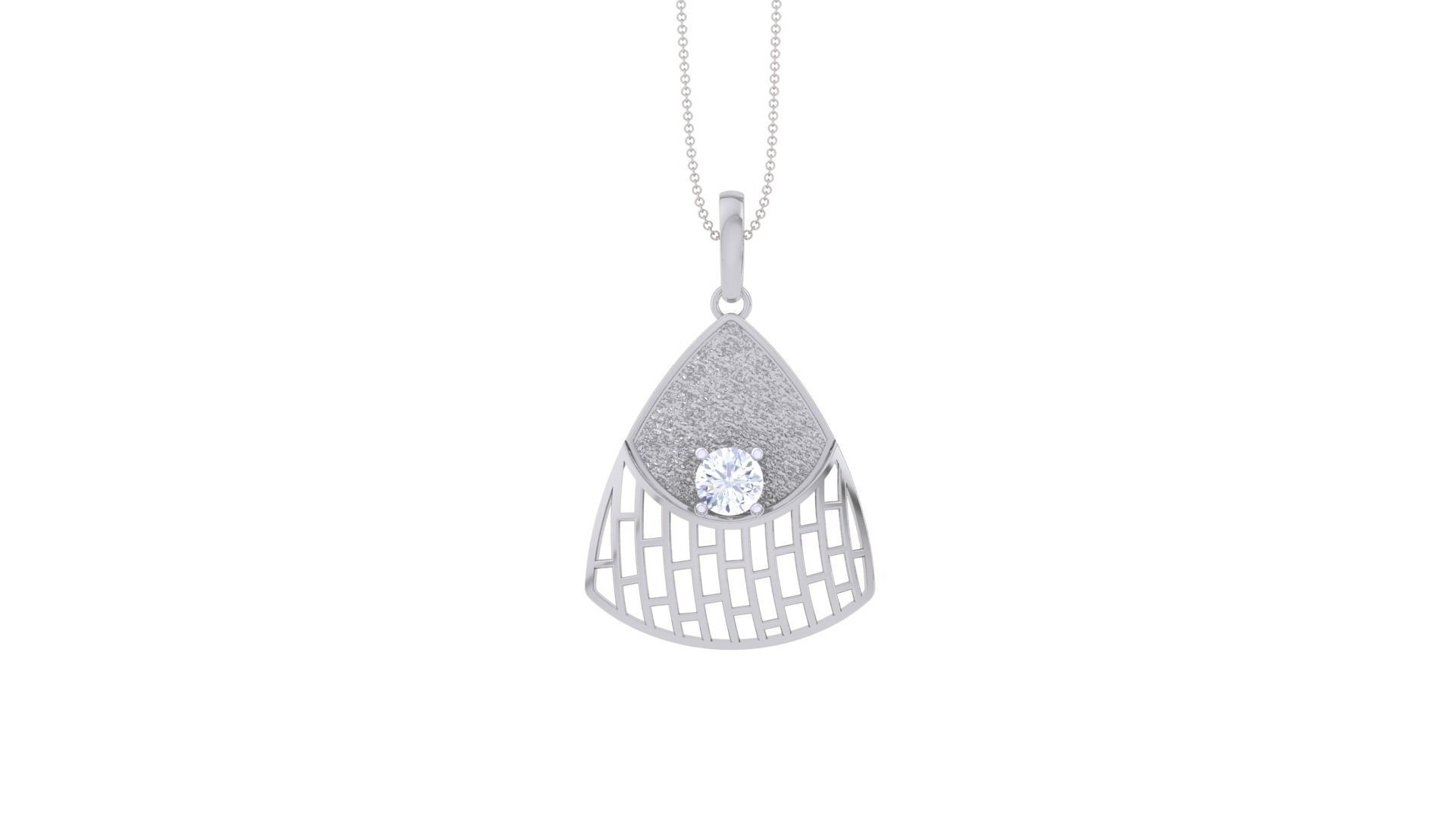 Solitaire Diamond Mesh Pendant 3dm stl obj gltf glb 3mf renders 3D print model_9