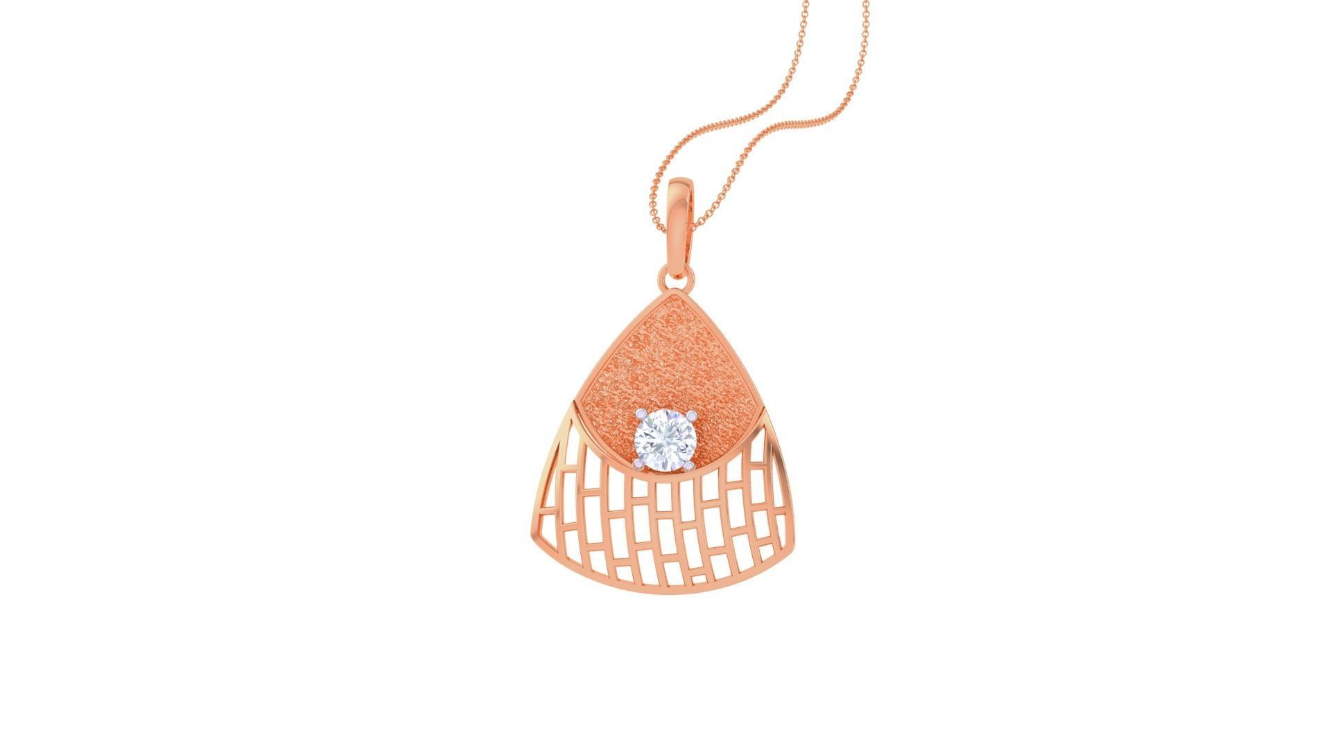 Solitaire Diamond Mesh Pendant 3dm stl obj gltf glb 3mf renders 3D print model_6