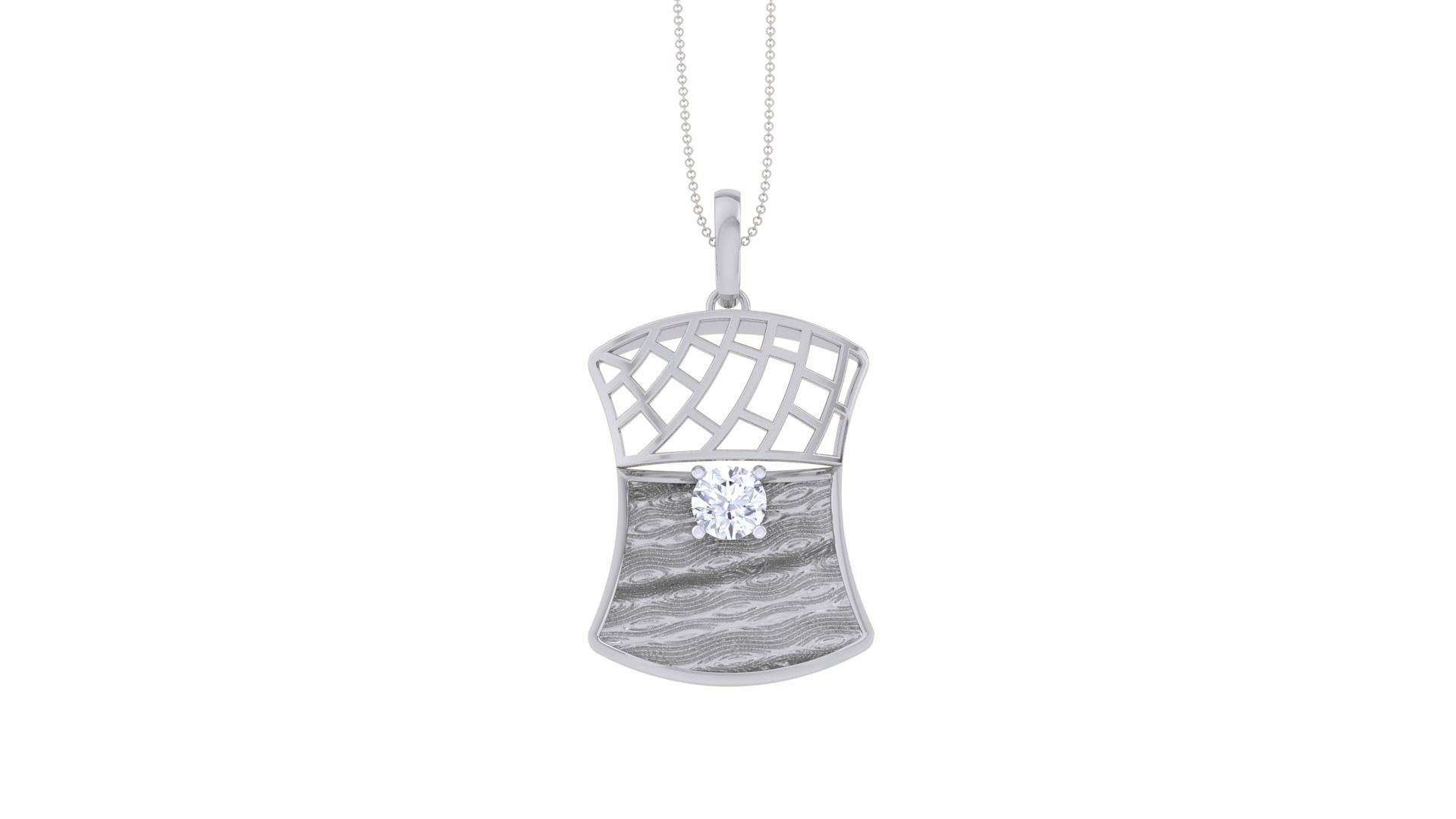 Solitaire Diamond Mesh Pendant 3dm stl obj gltf glb 3mf renders 3D print model_7