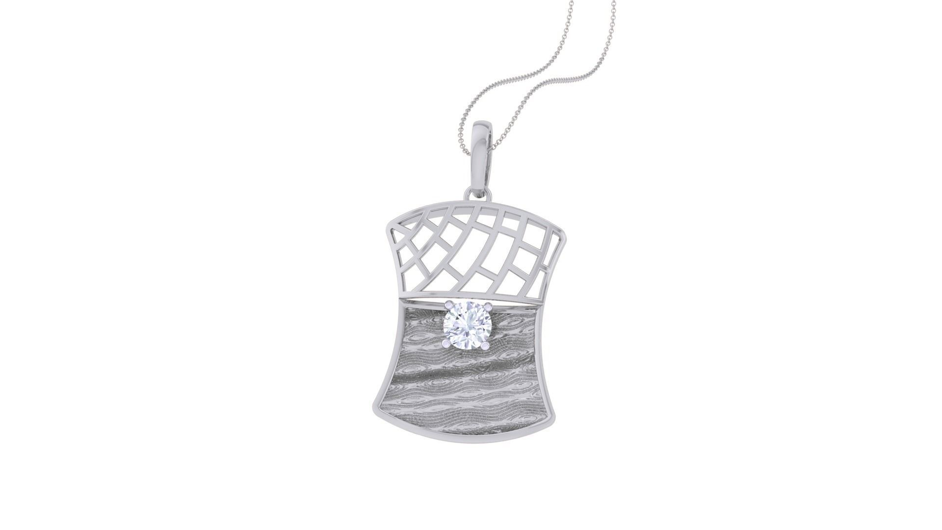 Solitaire Diamond Mesh Pendant 3dm stl obj gltf glb 3mf renders 3D print model_6