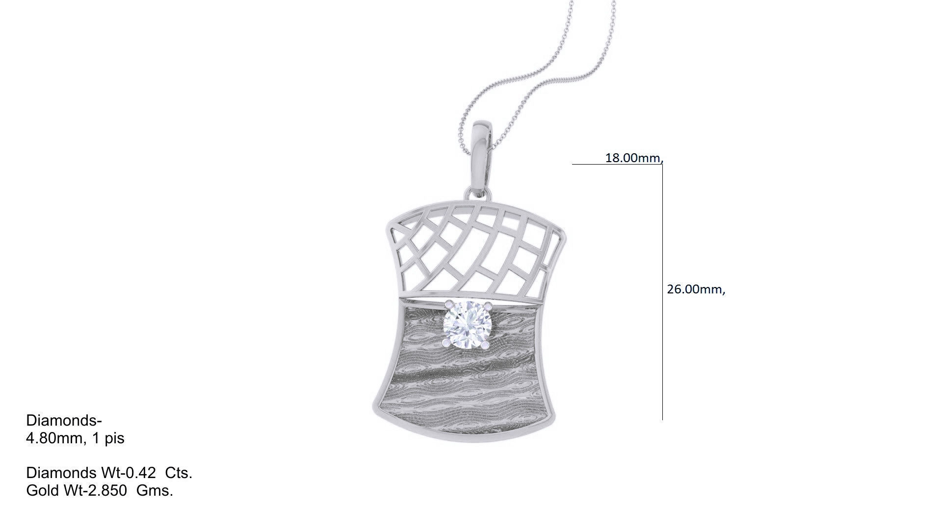 Solitaire Diamond Mesh Pendant 3dm stl obj gltf glb 3mf renders 3D print model_2
