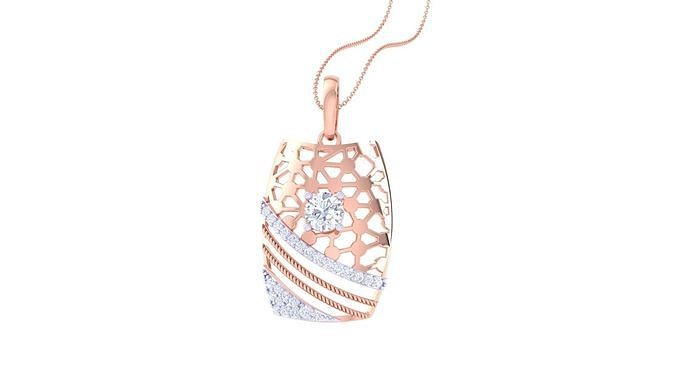 Solitaire Diamond Mesh Pendant 3dm stl obj gltf glb 3mf renders 3D print model