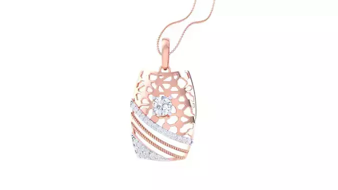 Solitaire Diamond Mesh Pendant 3dm stl obj gltf glb 3mf renders 3D print model