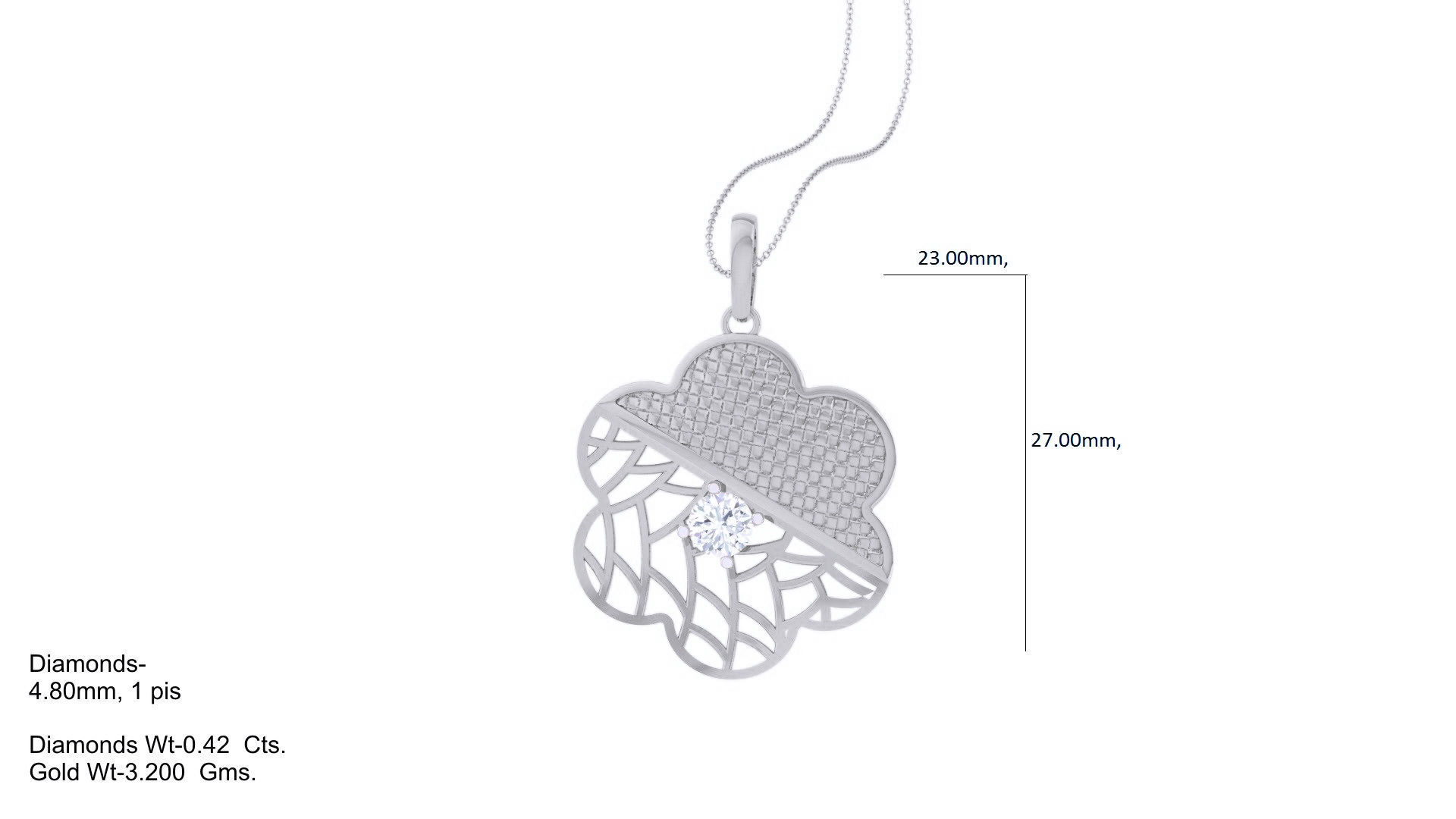 Solitaire Diamond Mesh Pendant 3dm stl obj gltf glb 3mf renders 3D print model_3