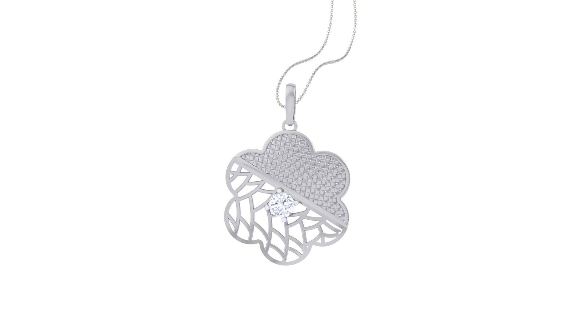 Solitaire Diamond Mesh Pendant 3dm stl obj gltf glb 3mf renders 3D print model_6