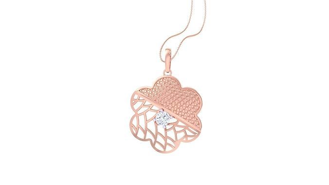 Solitaire Diamond Mesh Pendant 3dm stl obj gltf glb 3mf renders 3D print model