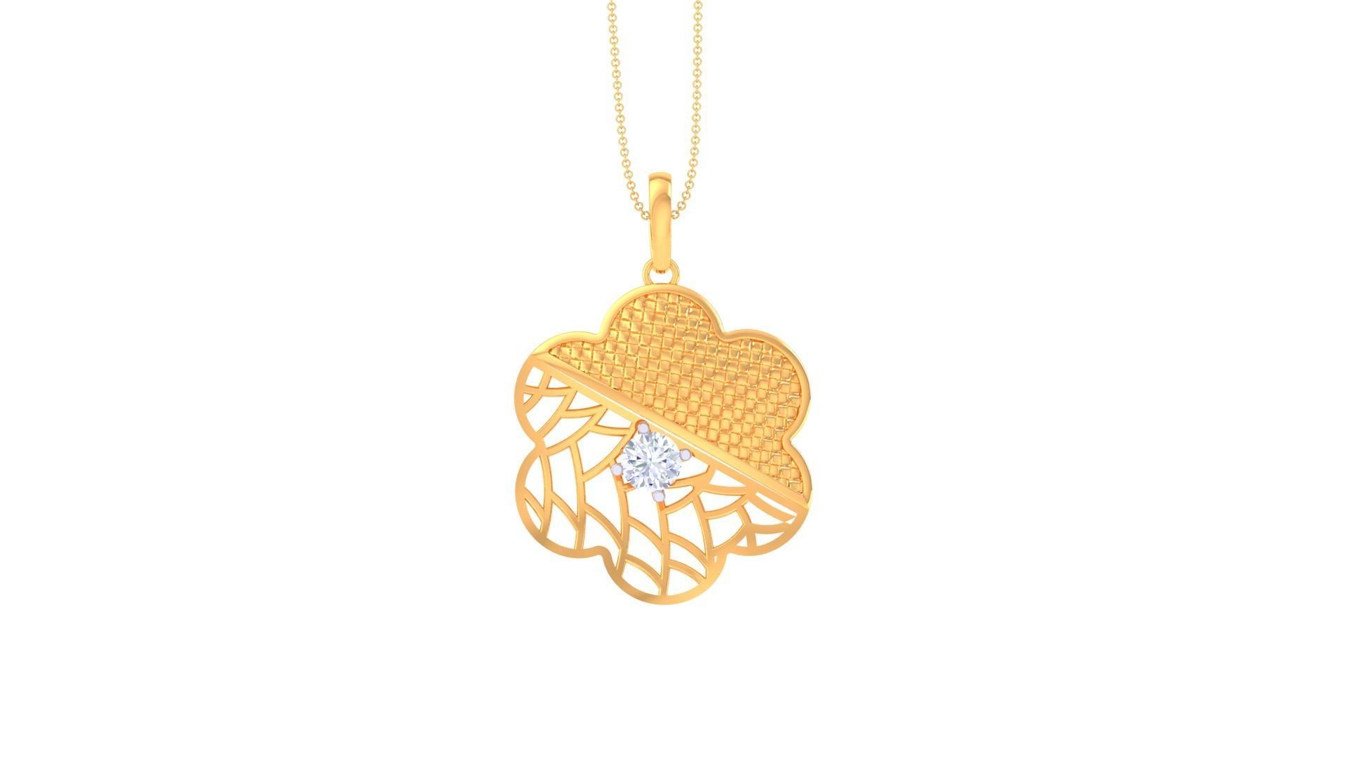 Solitaire Diamond Mesh Pendant 3dm stl obj gltf glb 3mf renders 3D print model_7