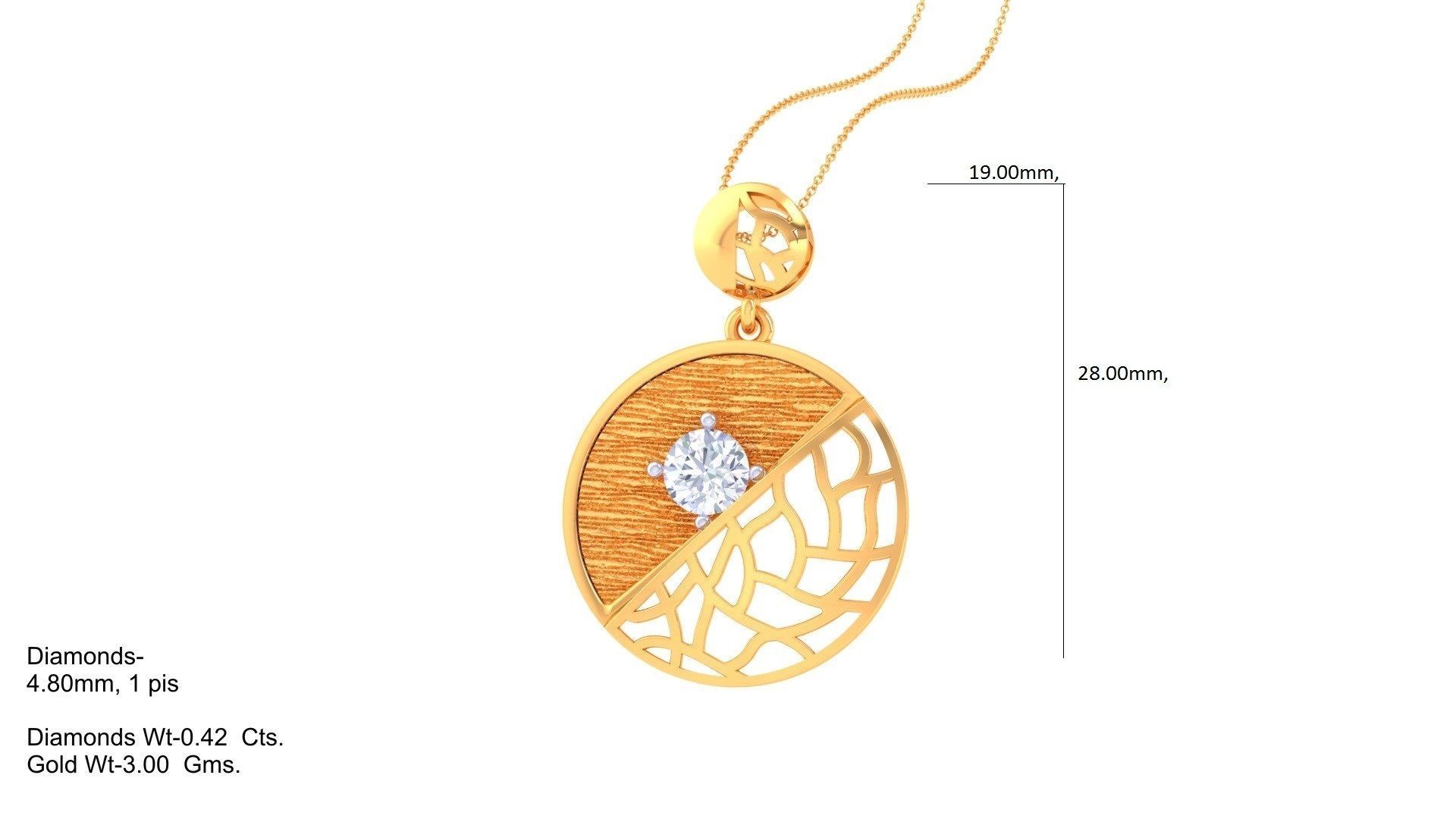 Solitaire Diamond Mesh Pendant 3dm stl obj gltf glb 3mf renders 3D print model_1