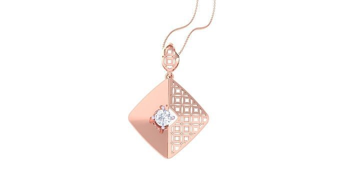 Solitaire Diamond Mesh Pendant 3dm stl obj gltf glb 3mf renders 3D print model