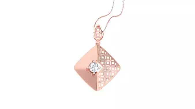 Solitaire Diamond Mesh Pendant 3dm stl obj gltf glb 3mf renders 3D print model