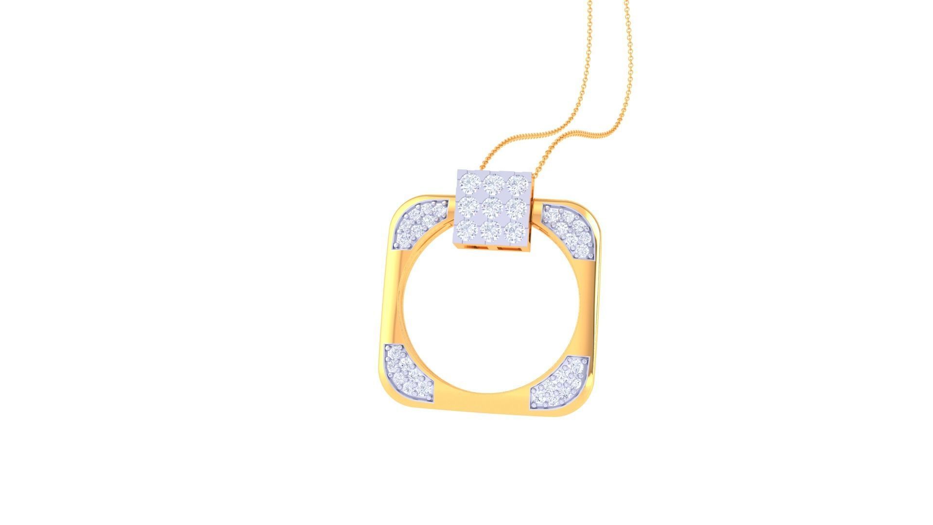 Diamond Pendant Ring convertible 3dm stl obj gltf glb 3mf 3D print model_6