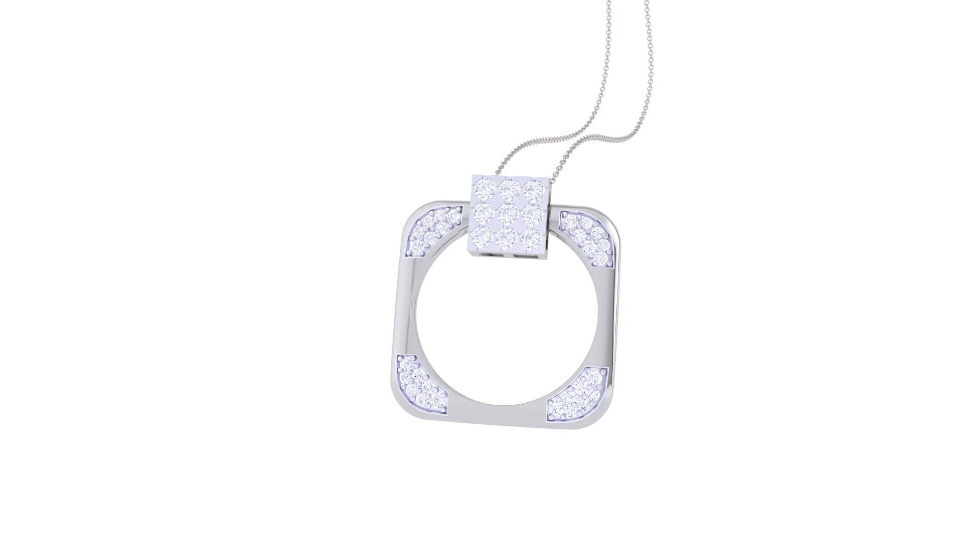 Diamond Pendant Ring convertible 3dm stl obj gltf glb 3mf 3D print model_5