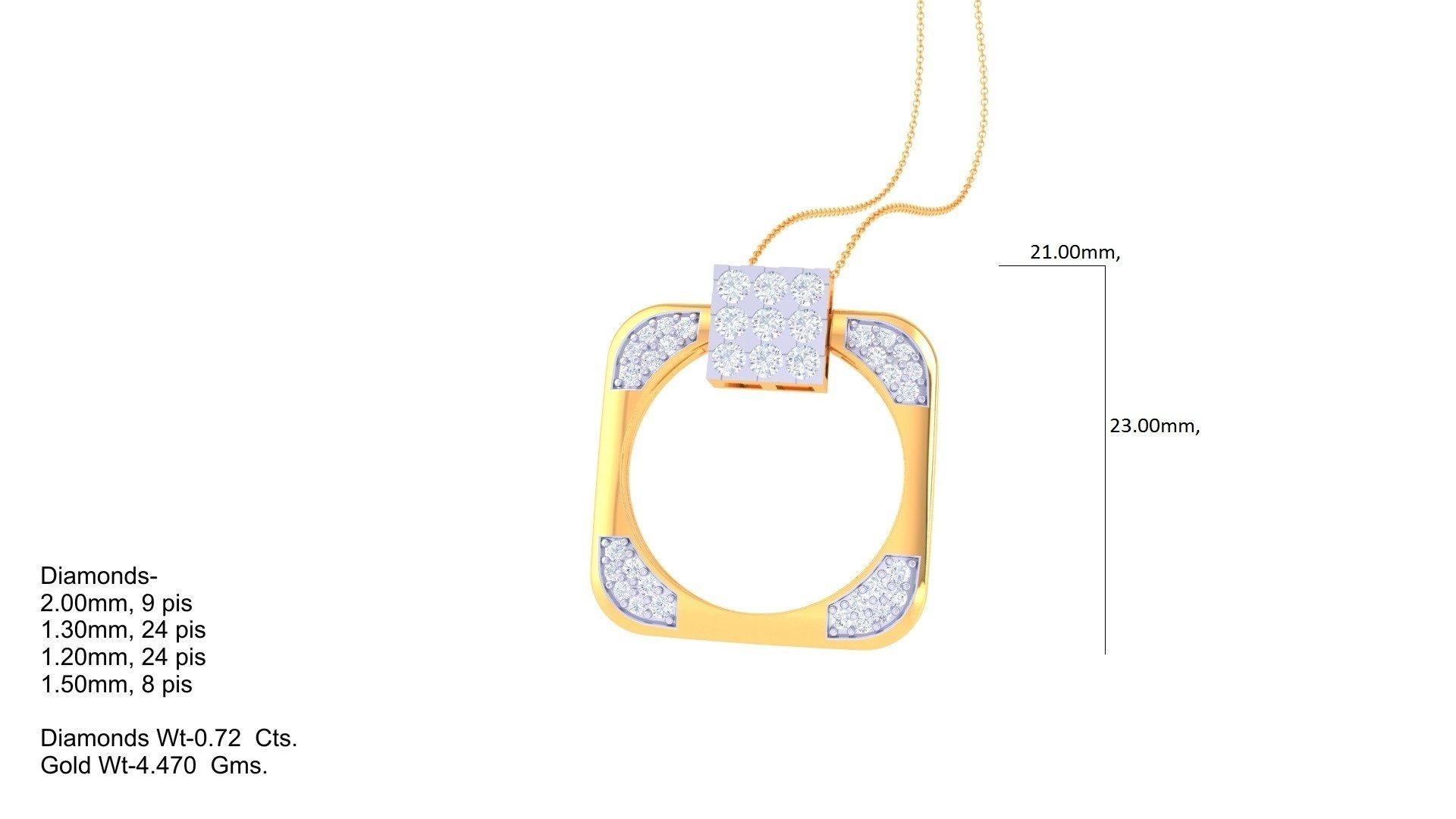 Diamond Pendant Ring convertible 3dm stl obj gltf glb 3mf 3D print model_2