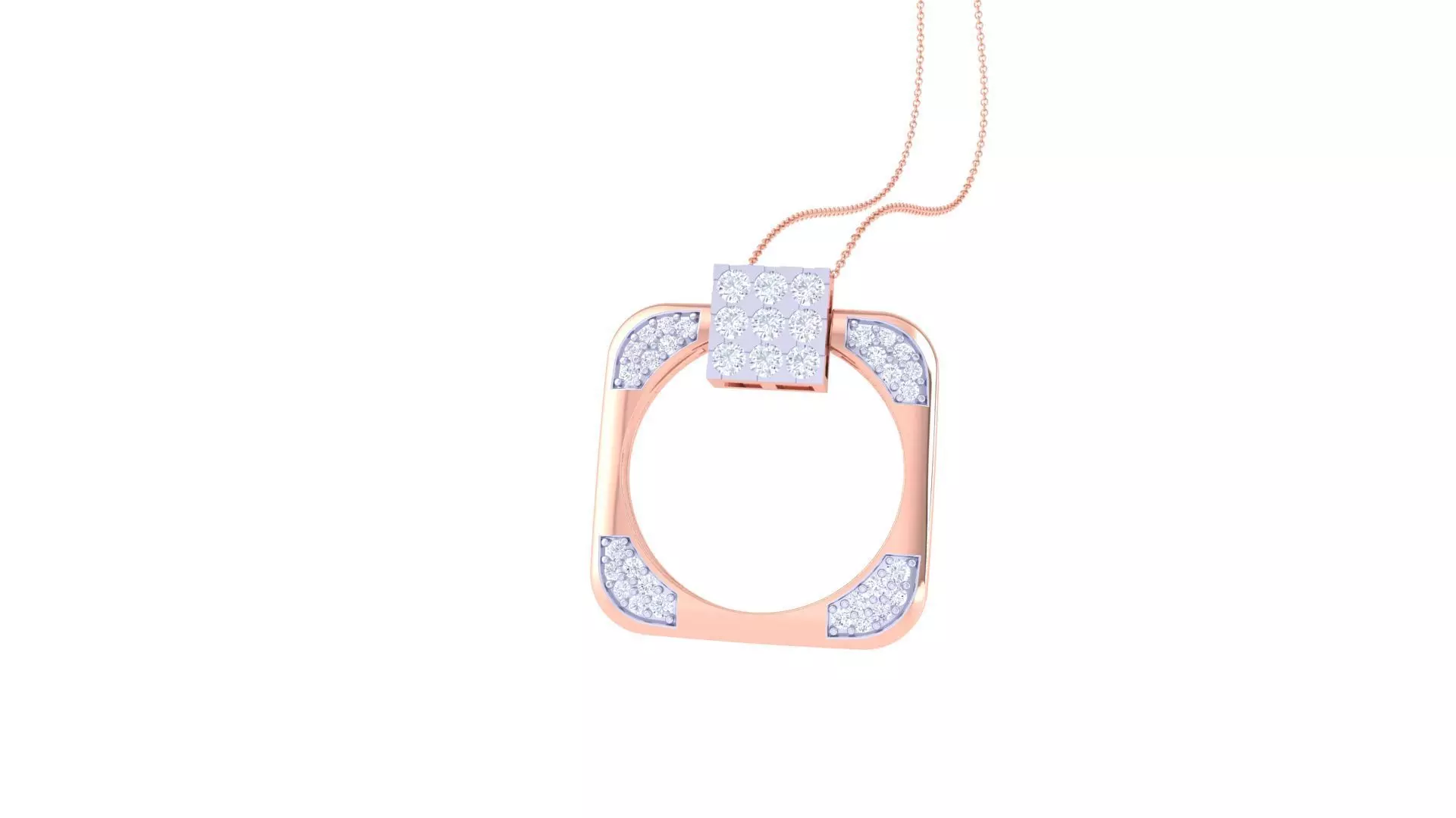 Diamond Pendant Ring convertible 3dm stl obj gltf glb 3mf 3D print model_0