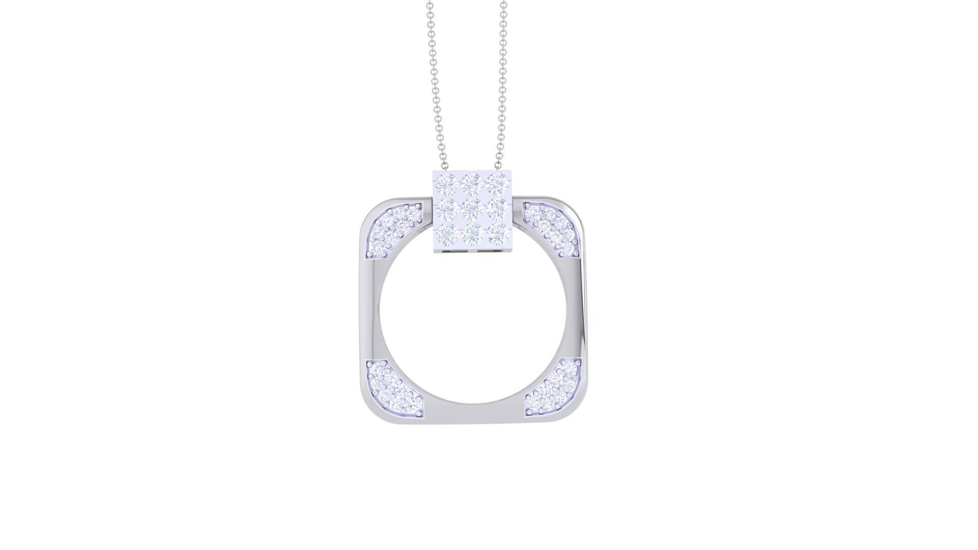 Diamond Pendant Ring convertible 3dm stl obj gltf glb 3mf 3D print model_8