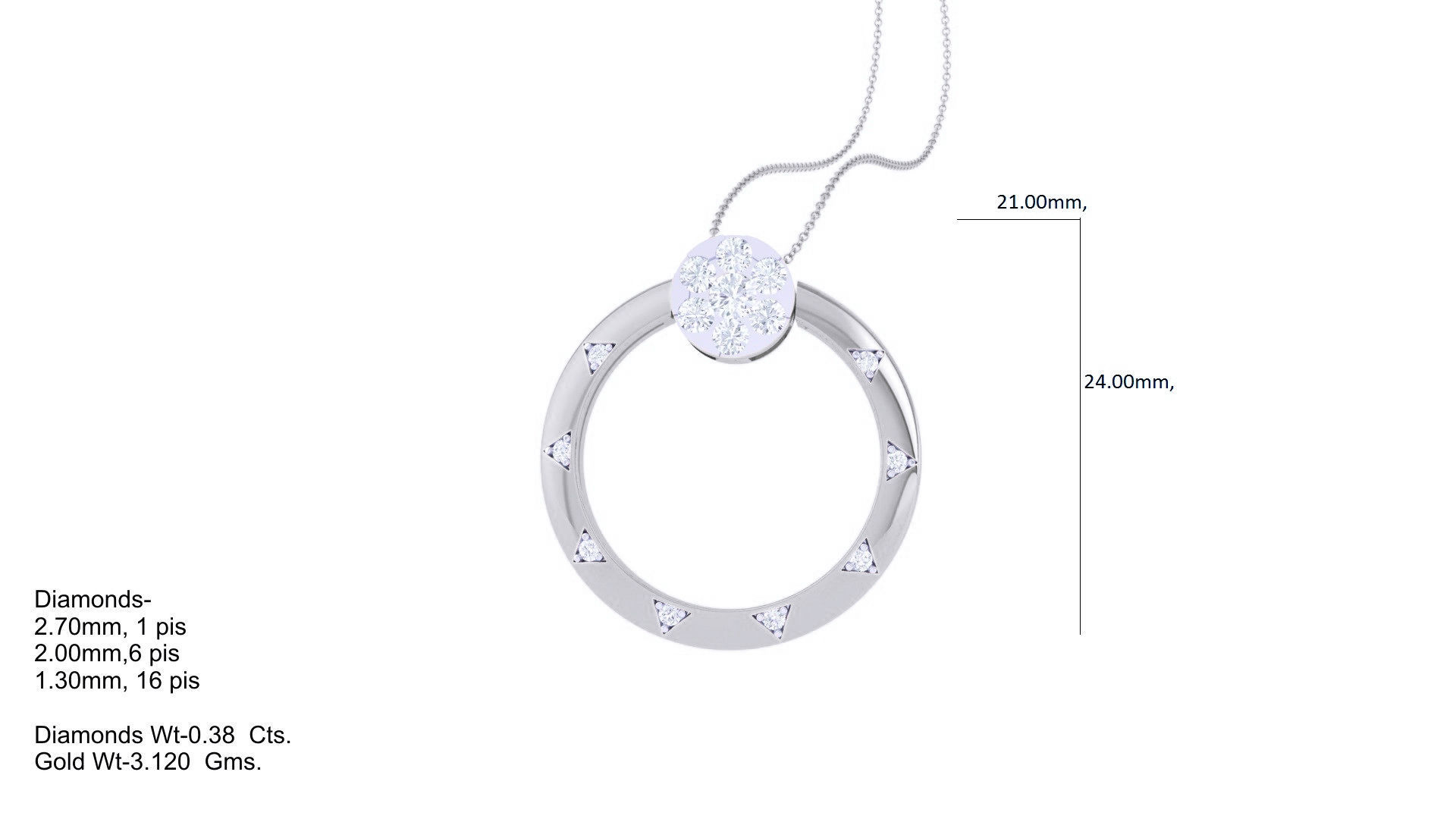 Diamond Pendant Ring convertible 3dm stl obj gltf glb 3mf 3D print model_2