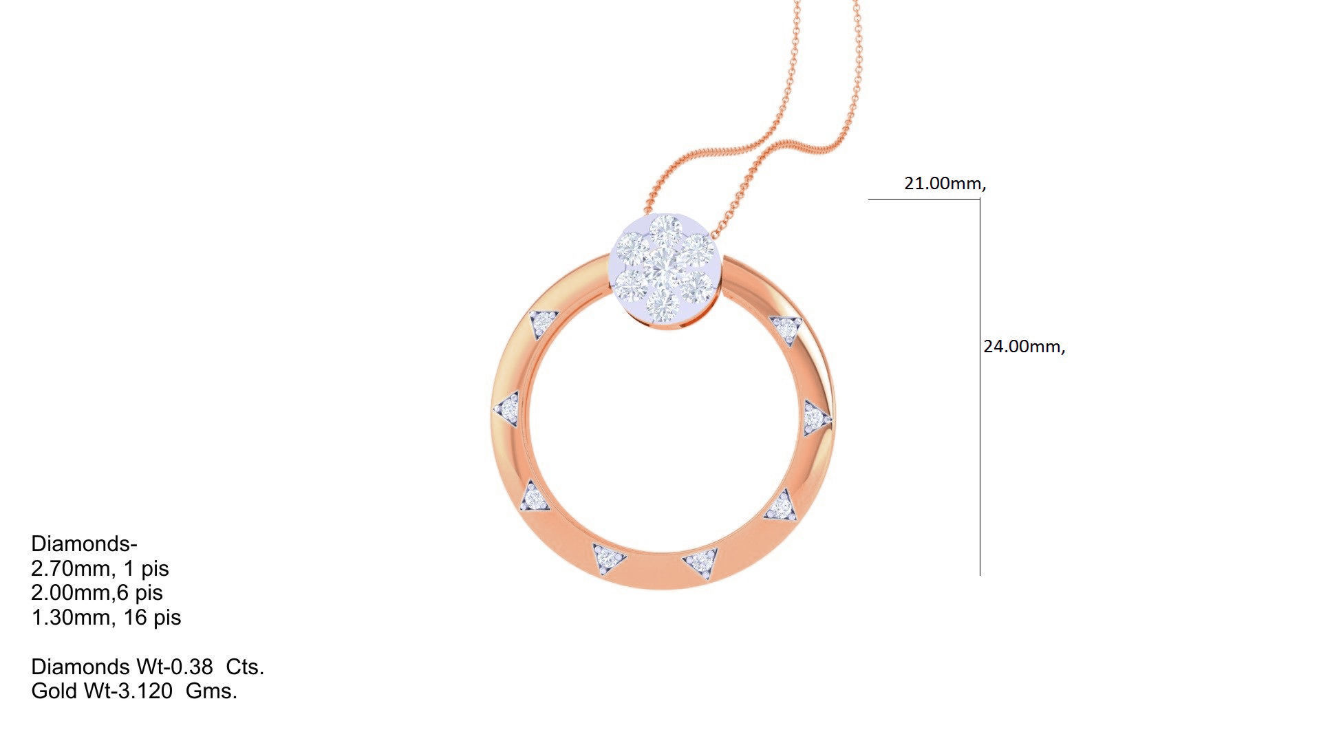 Diamond Pendant Ring convertible 3dm stl obj gltf glb 3mf 3D print model_3