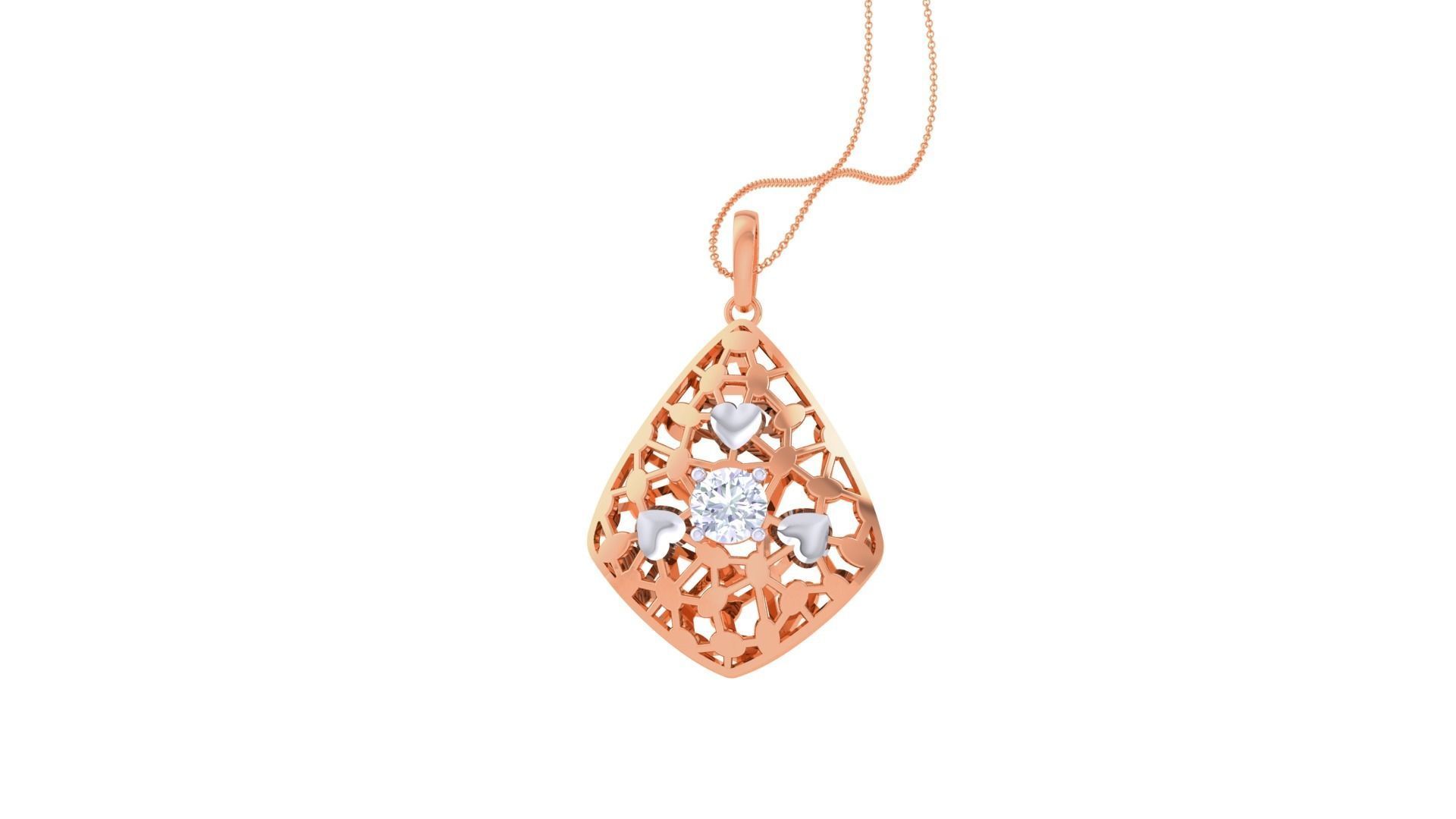 Solitaire Diamond Mesh Pendant 3dm stl obj gltf glb 3mf renders 3D print model_6