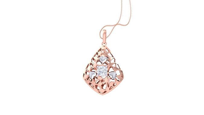 Solitaire Diamond Mesh Pendant 3dm stl obj gltf glb 3mf renders 3D print model